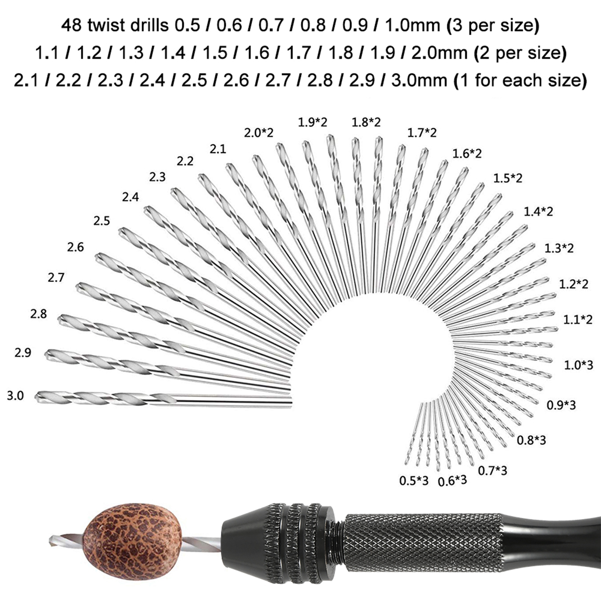 49pcs Twist Hand Drill Bit Set - огляд і ціна Pin Vice Micro